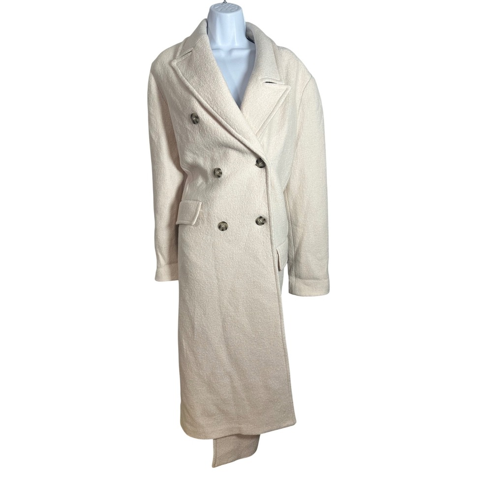 The Primark Edit Ivory Wool Blend Double Breasted Longline Coat M NEW